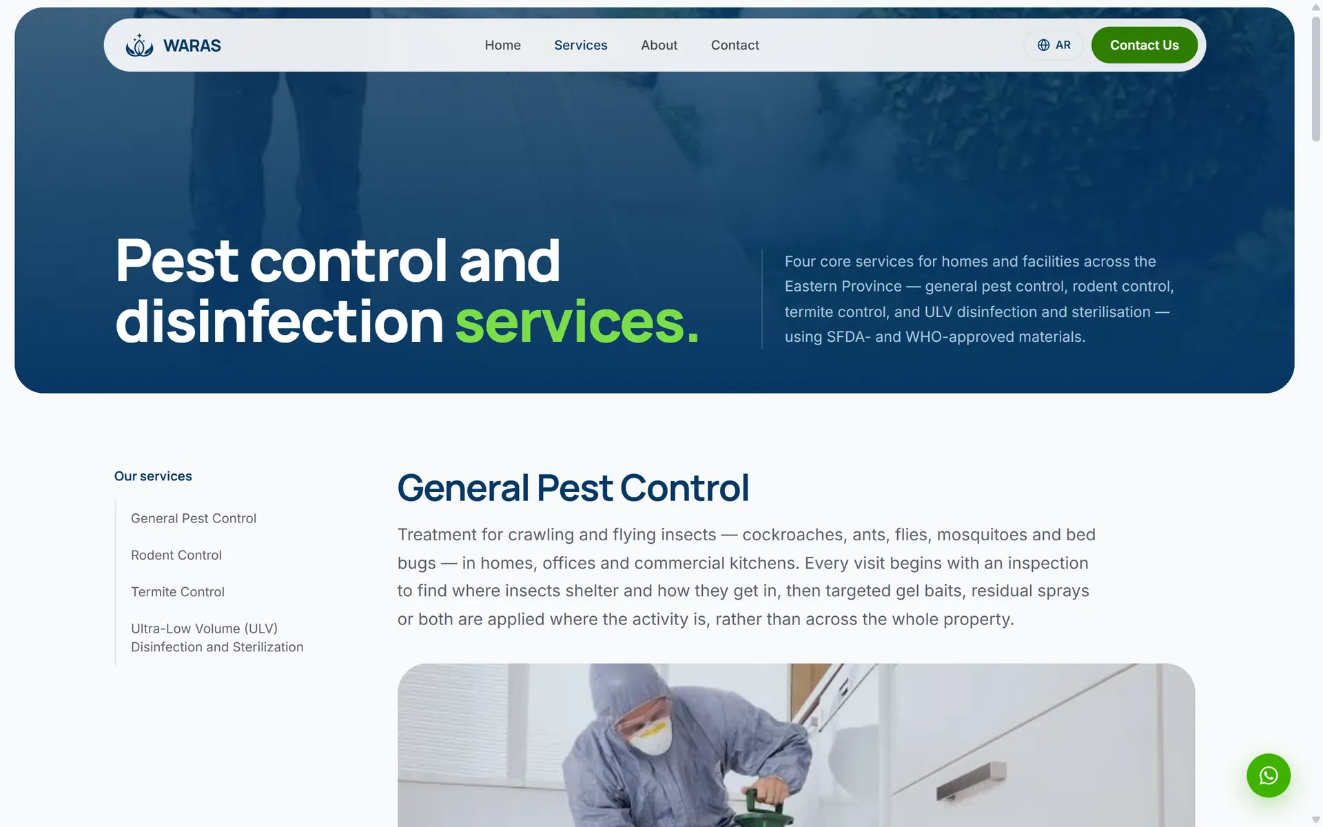 The services page